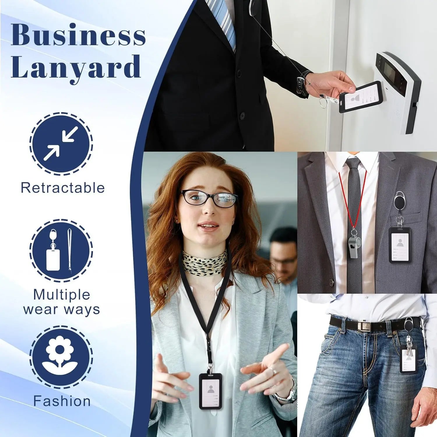 Retractable Lanyard ID Badge Holder Set – Hard Shell Card Case