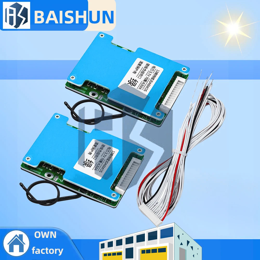 13S 48V 30A Lithium BMS PCB: High-Current Balance Board for 36V-58.8V Packs (Over-Current/Short-Circuit Protection) Zpaxo