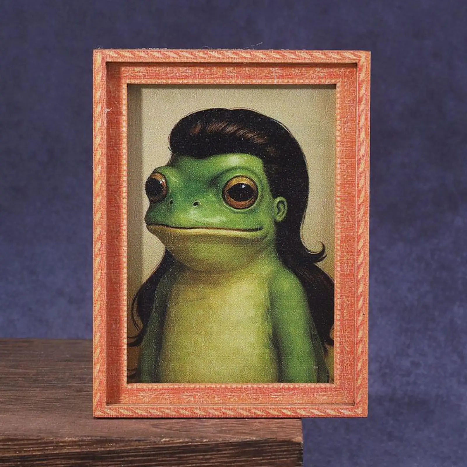 Funny Frog Magnet Wooden Small Cute Home Supplies Retro Framed Art