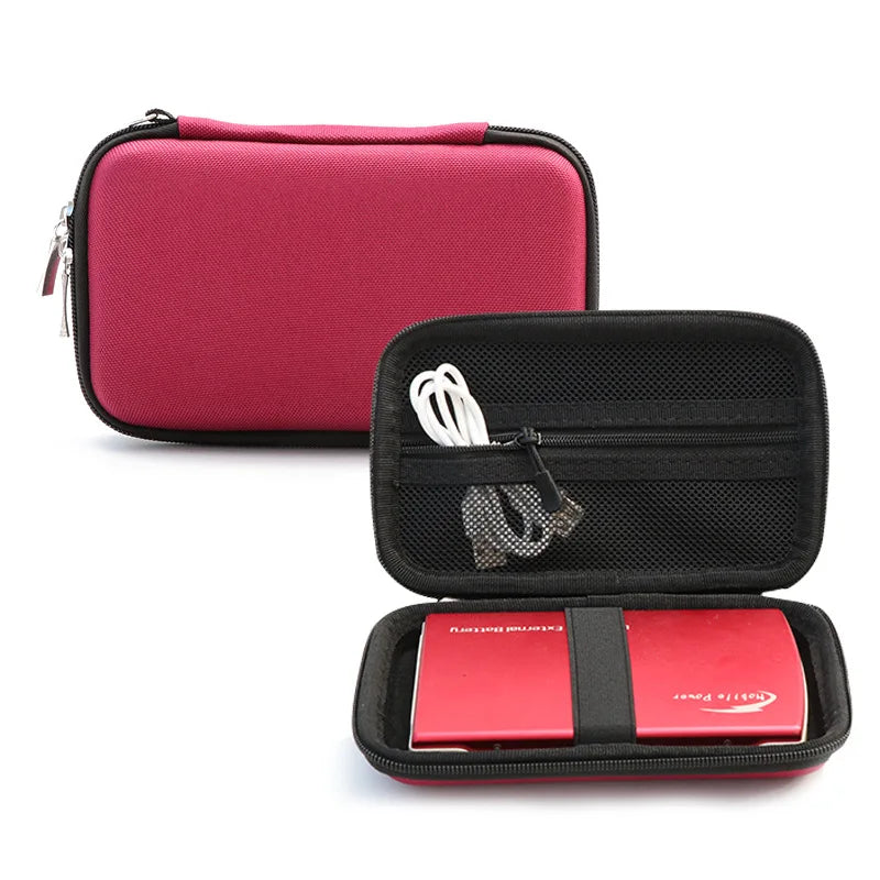 Electronics Accessories Storage Power Bank Bag Case Shockproof Hard Zpaxo Red