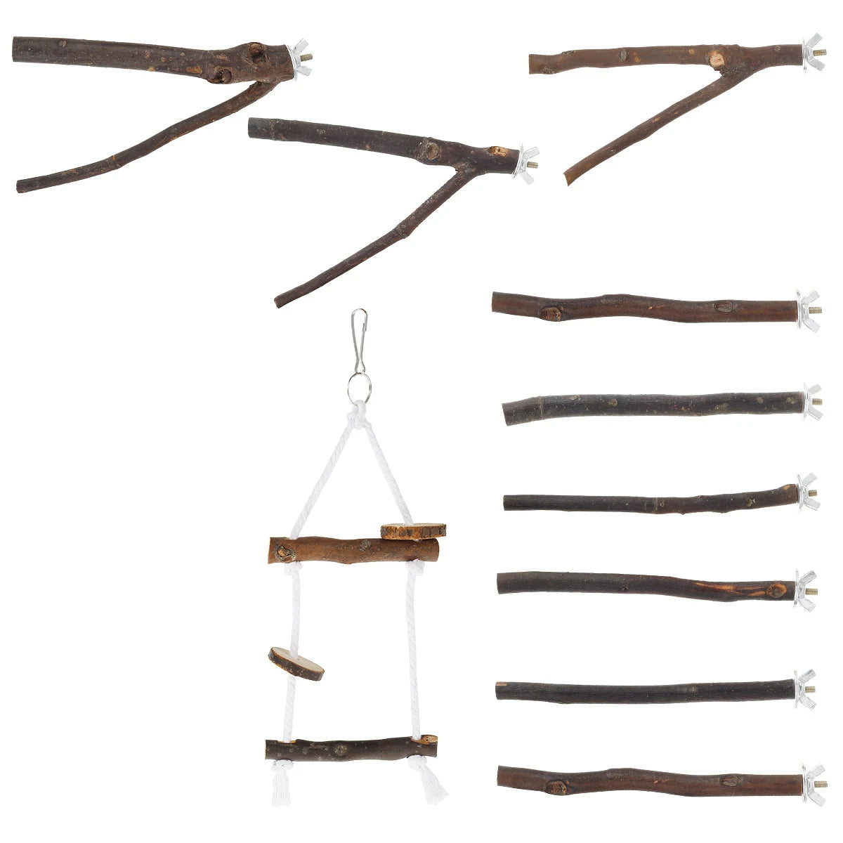 2/10pcs Natural Wood Bird Standing for Parrot Bird Perches Stick Parrot Stand Platform Wooden Exercise Climbing Paw Grinding Zpaxo 10pcs