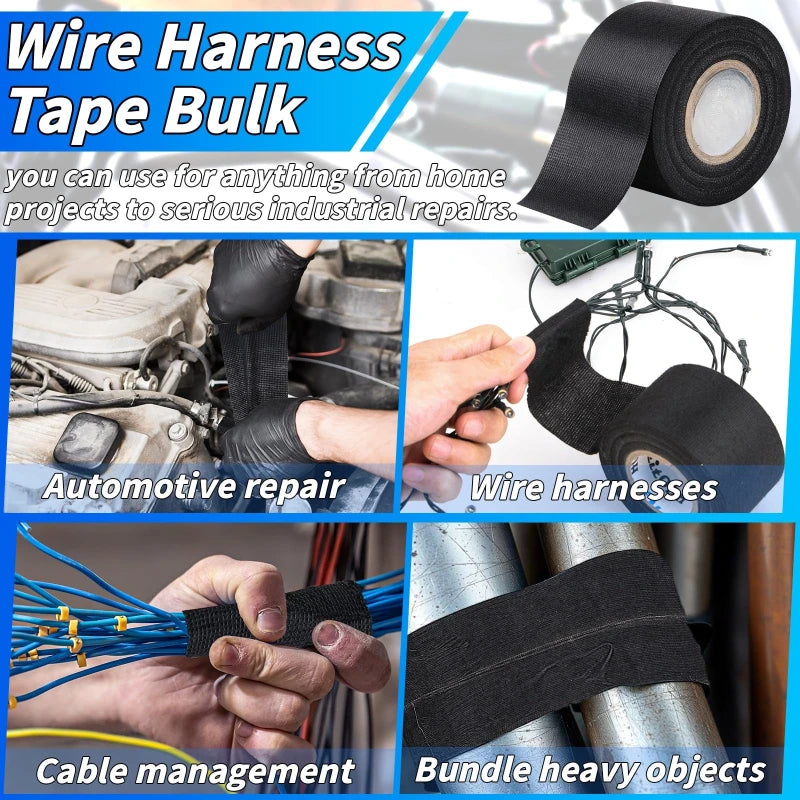 9/15/19/25/32MM Wear Resistant Fabric Tape Car Wiring Loom Protection Tape Heat Resistant Automotive Electrical Cloth Tape Zpaxo