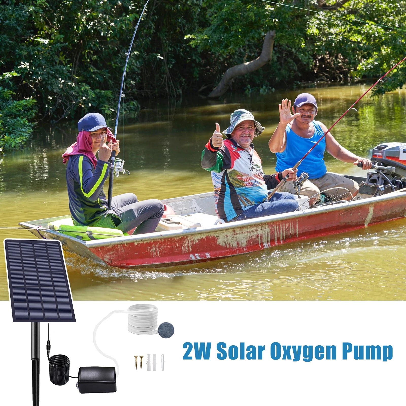 Plug-in Solar Oxygen Pump Fish Tank Oxygenator Aquarium Aerator Air