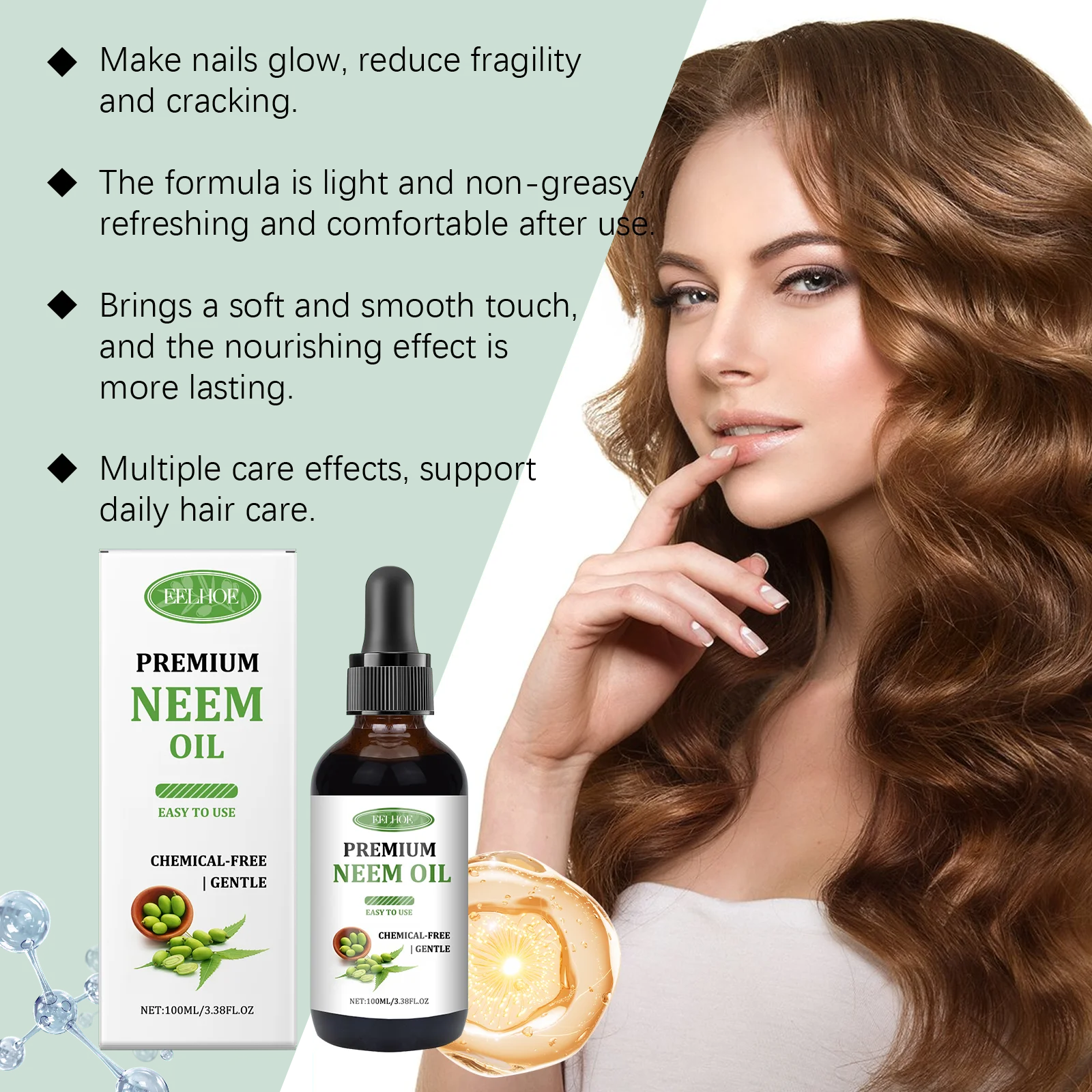 EELHOE Premium Neem Oil Massage Oil Activate Hair Follicles Stimulate Hair Growth Deeply Moisturize Nourish Skin Non-Irritating Zpaxo