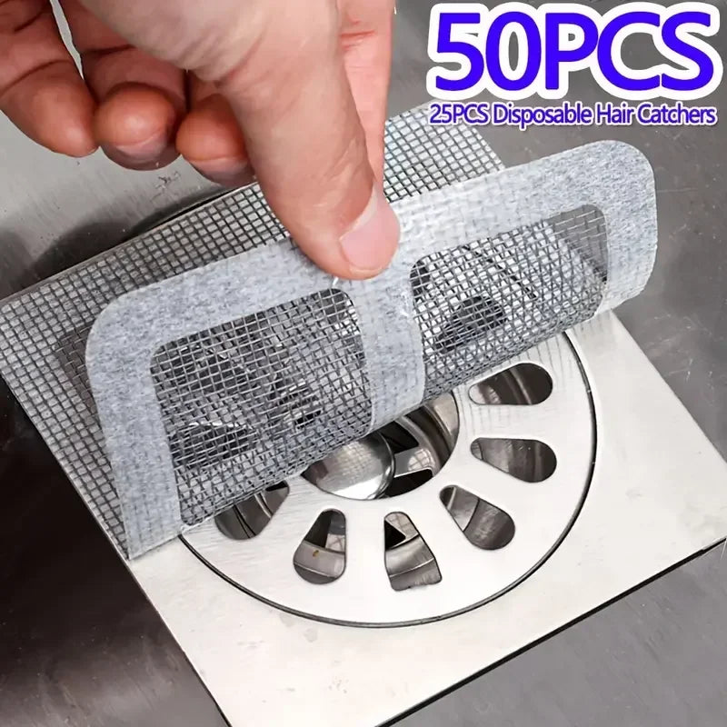 Disposable Shower Drain Hair Catcher Mesh Covers Floor Sink Strainer