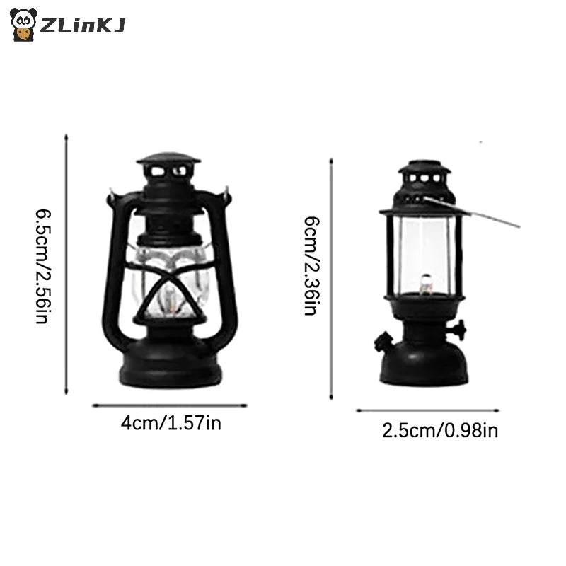 ▶6cm Mini Led Retro Glowing Pony Lantern Simulation Cande Light Night Light Dollhouse Miniature Kerosene Lamp Home Decor Toy Zpaxo