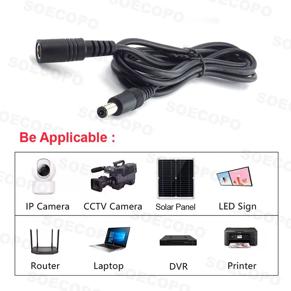 SOECOPO 2 Meter DC Cable Power Extension Cord Solar Panels Multiple