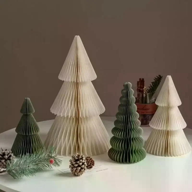 Large Christmas Tree Ornament 3D Honeycomb Ball Folding Paper Xmas Tree Navidad Decoraciones Desktop Hanging Xmas Decor Zpaxo