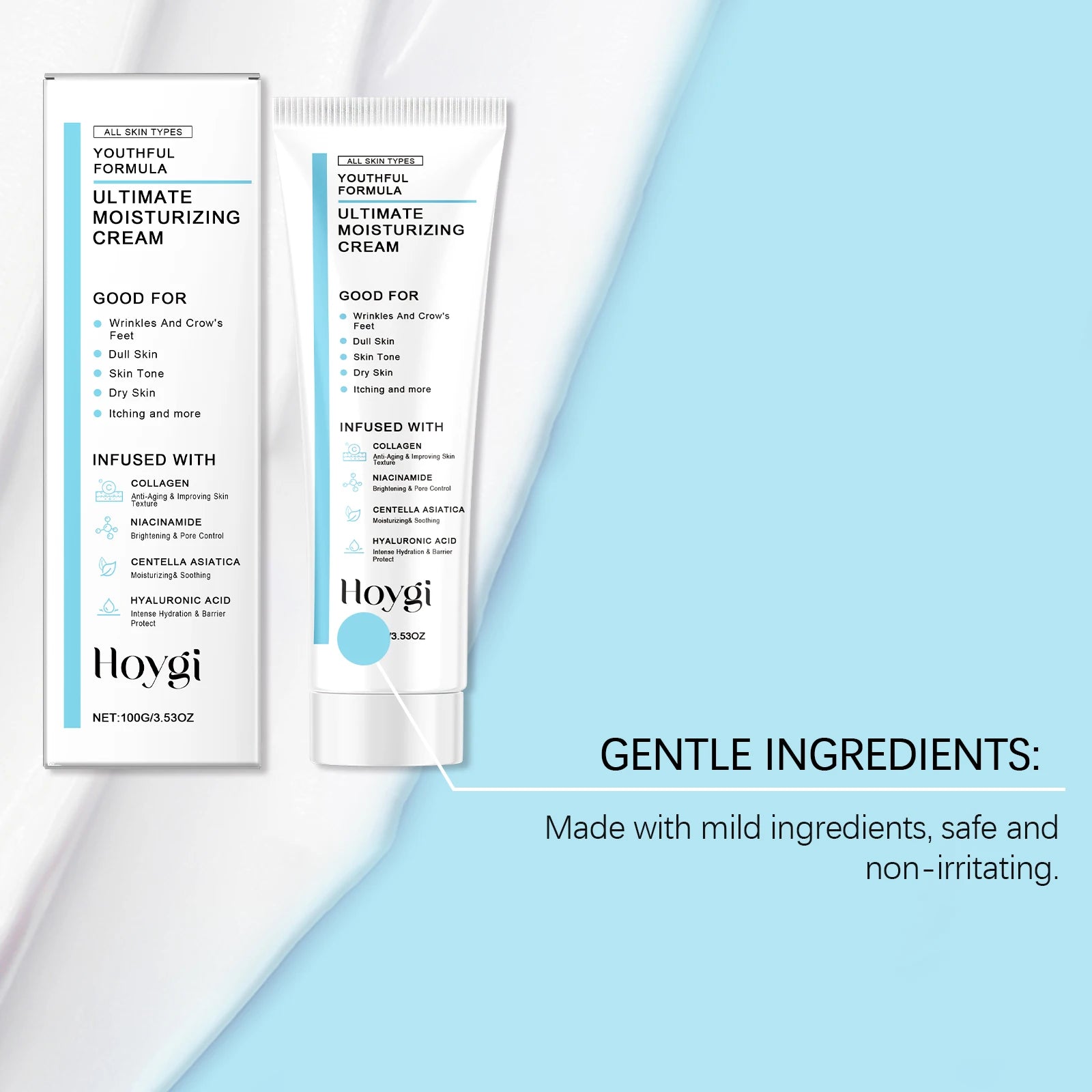 Hoygi Centella Asiatica Cica Cream Hydrating Soothing Daily Moisturizer for Sensitive Skin Brightening Anti Aging Facial Cream Zpaxo