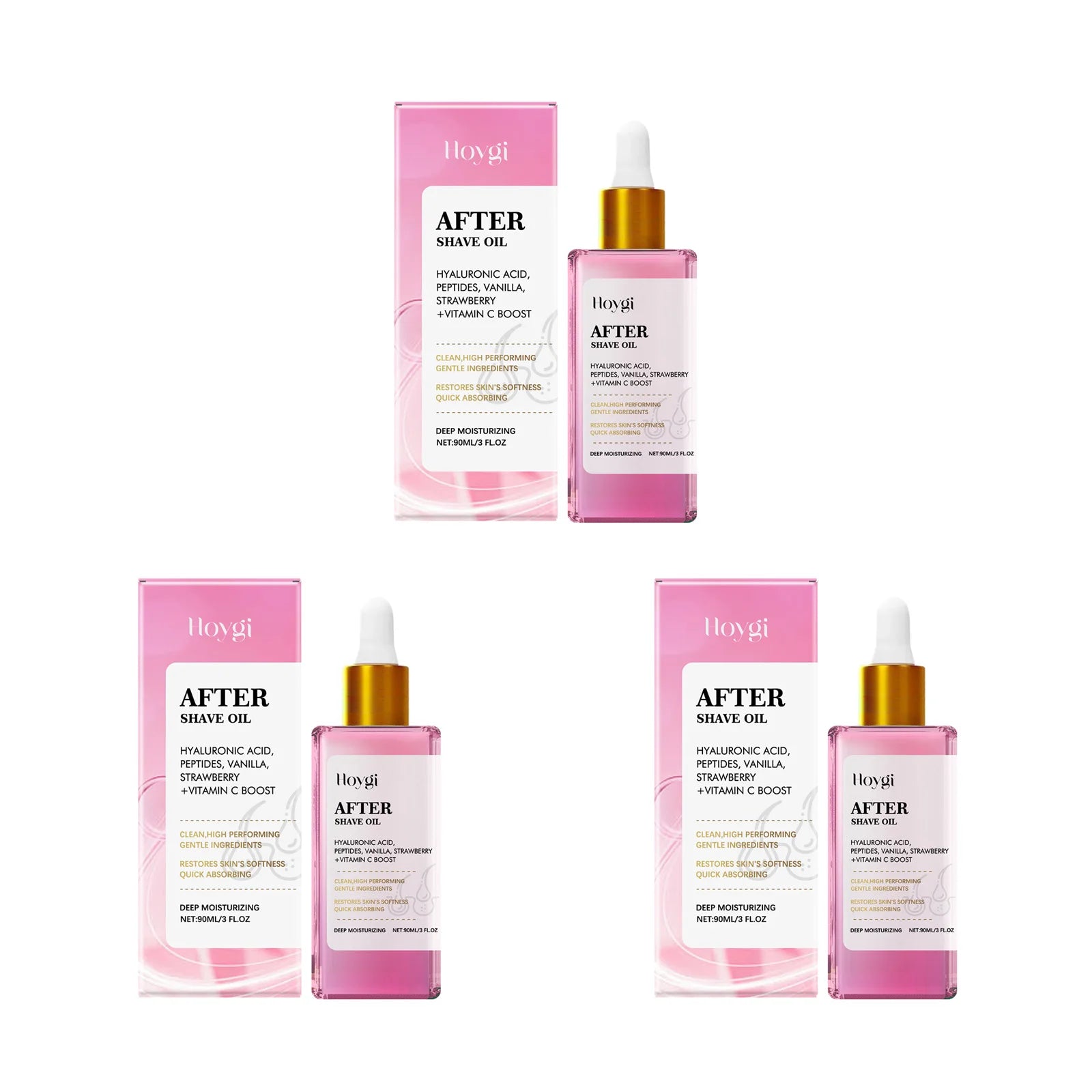Hoygi Strawberry Vanilla After Shave Oil – Prevent Ingrown Hairs After Shave Oil Zpaxo 3Pcs