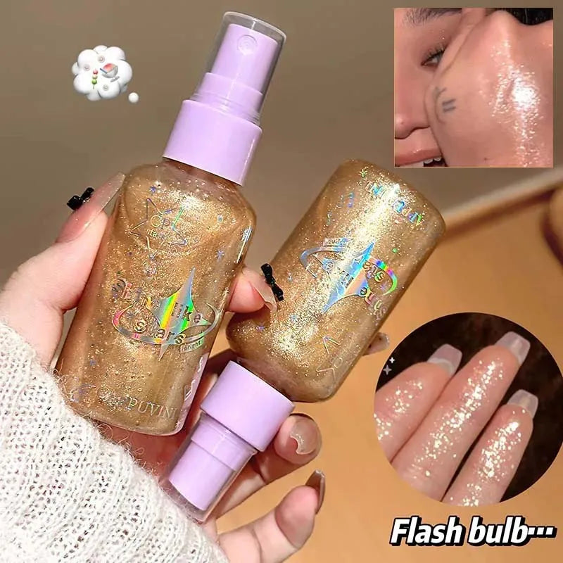 Pearlescent Glitter Spray Shimmer Oil Lasting Shine Champagne Contour