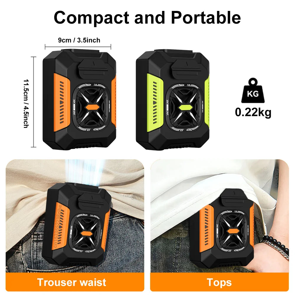 5000Mah Waist Fan Portable Outdoor Clip Powerful Mini Air Cooler USB