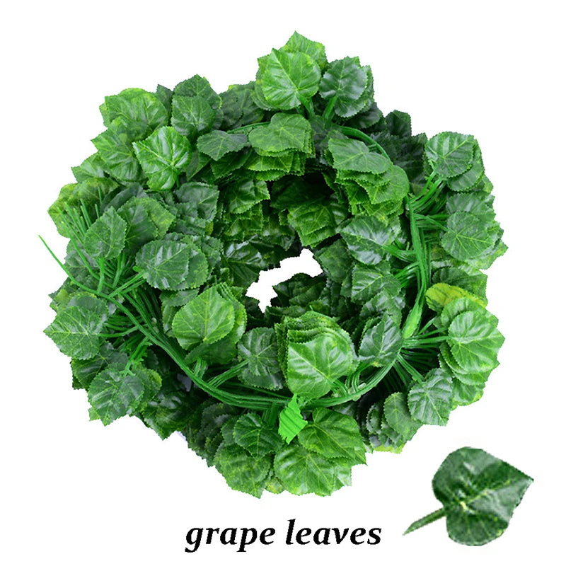 12 Artificial Ivy Fake Vines Garland Hanging Plants Green Leaves Zpaxo Grape leaf 72 pack