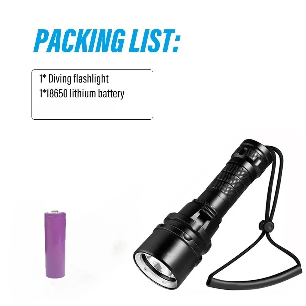 IP68 Diving Flashlight – 1000 Lumen T6 LED & 18650 Battery Diving Flashlight Zpaxo 8773 EU Plug
