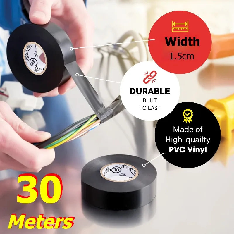 Electrical Insulating PVC Tapes Temperature Resistant Heat Black Insulating Tape Self Adhesive Electric Wire Protection Tapes Zpaxo