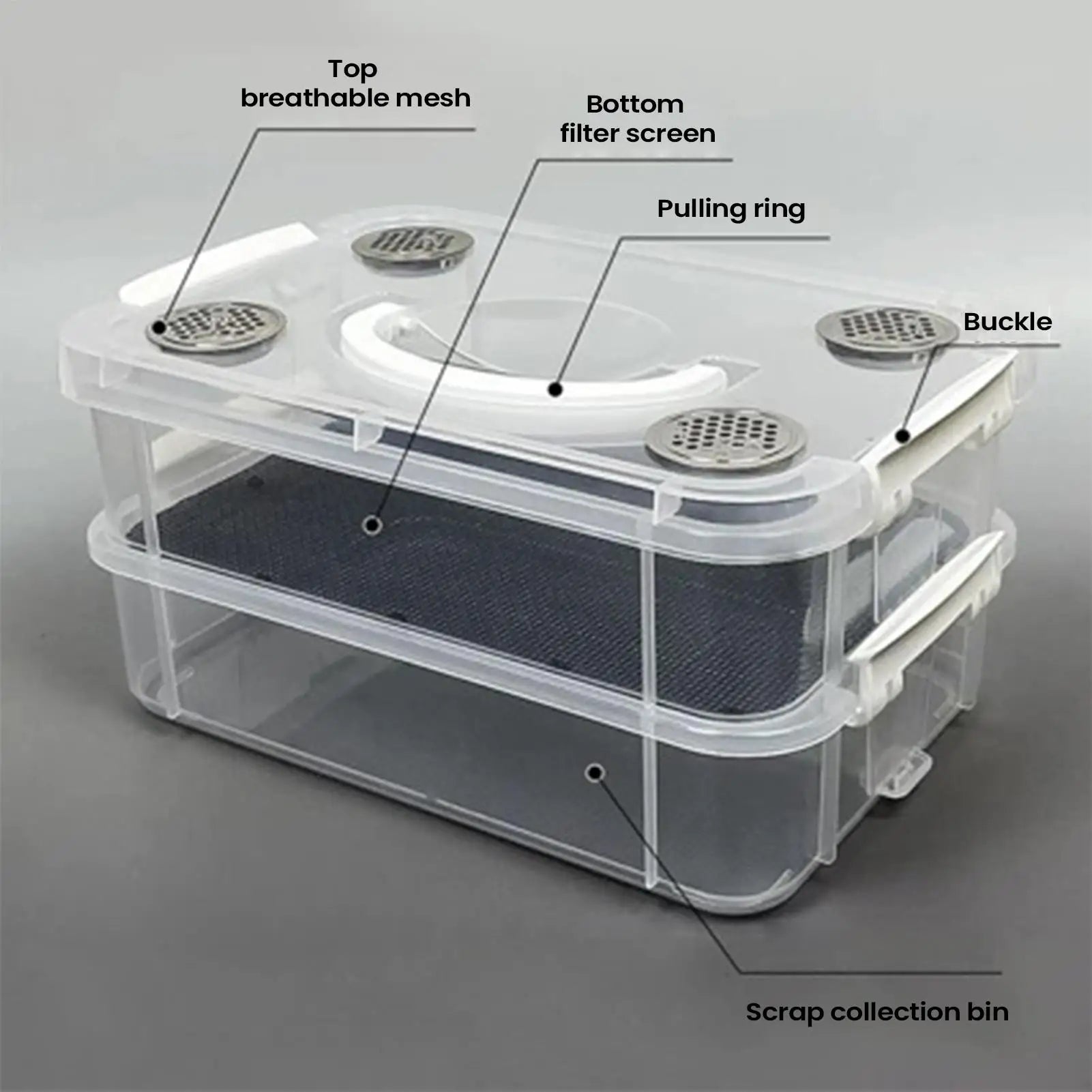 Mealworm Farm Double Layer Transparent Feeding Box Insect Container