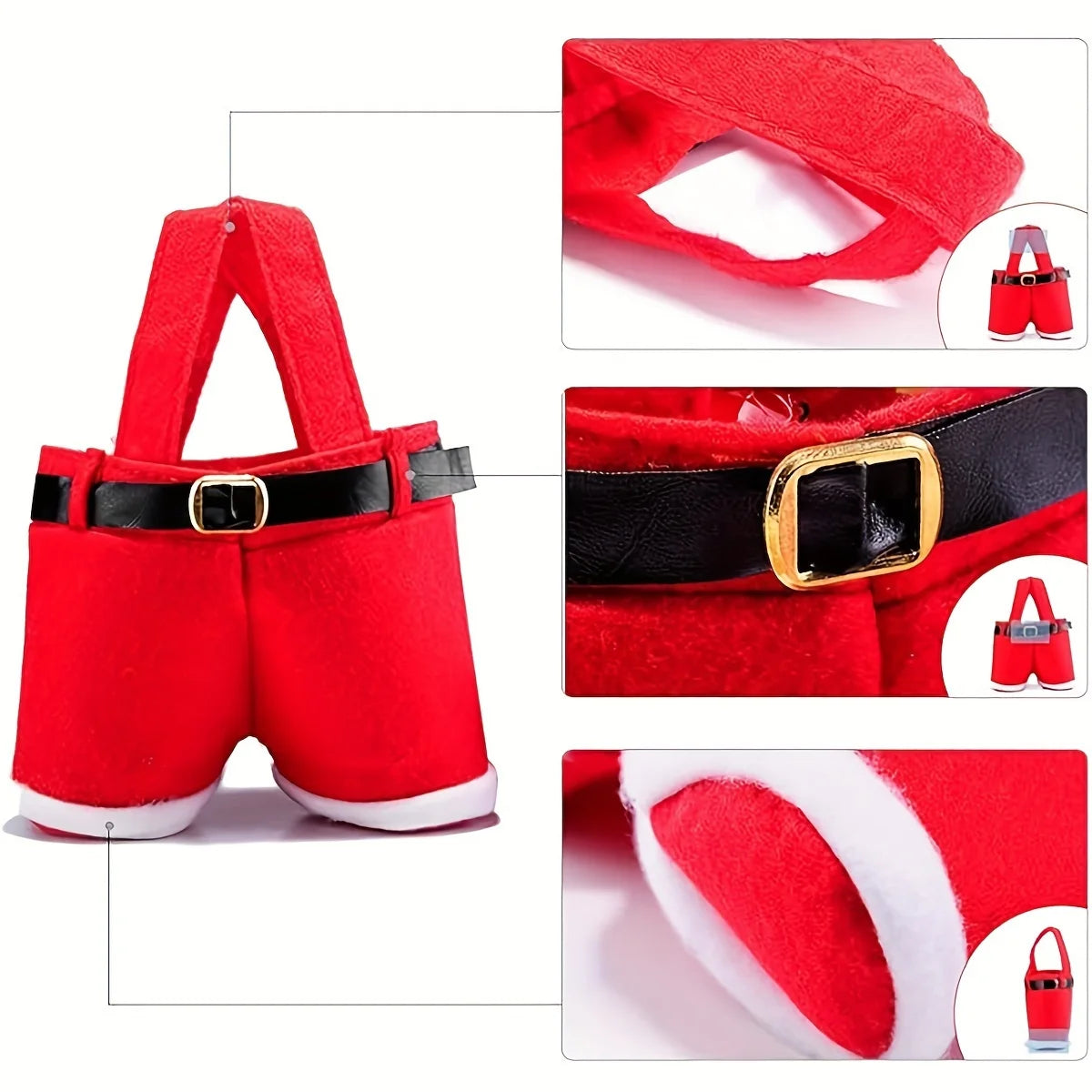 Festive Christmas Candy Bags 6 Pairs Santa Pants Small Perfect Year