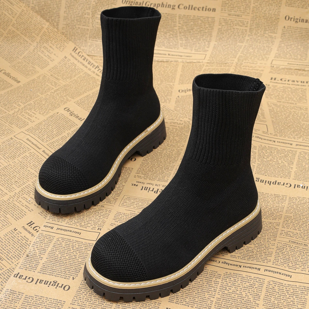 2025 New Women Boots Autumn Winter Shoes Women Designer Ankle Boots Comfortable Lightweight Shoes Short Knitting Platform Boots Zpaxo