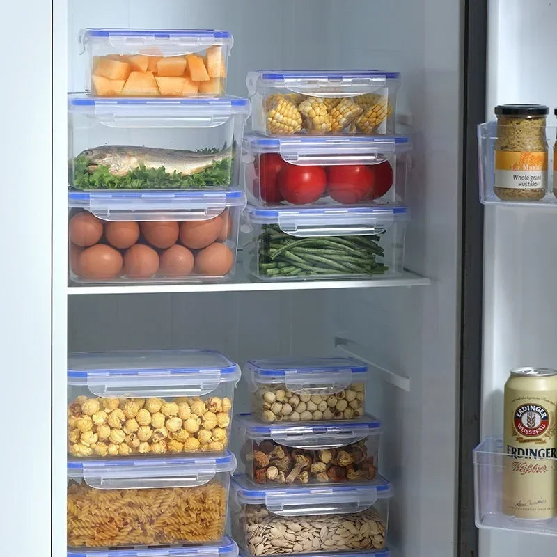 Kitchen Refrigerator Sealed Rectangular Refrigerator Storage Box with Lid Plastic Crisper Microwave-heated Lunch Box Storage Box Zpaxo