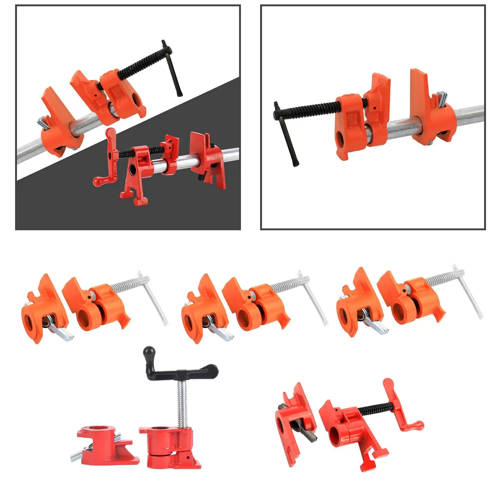 2PCS Wood Gluing Pipe Clamp Set Tools Durable Heavy Duty Metal for Woodworking Carpentry DIY Projects Workshop Home Improvement Zpaxo