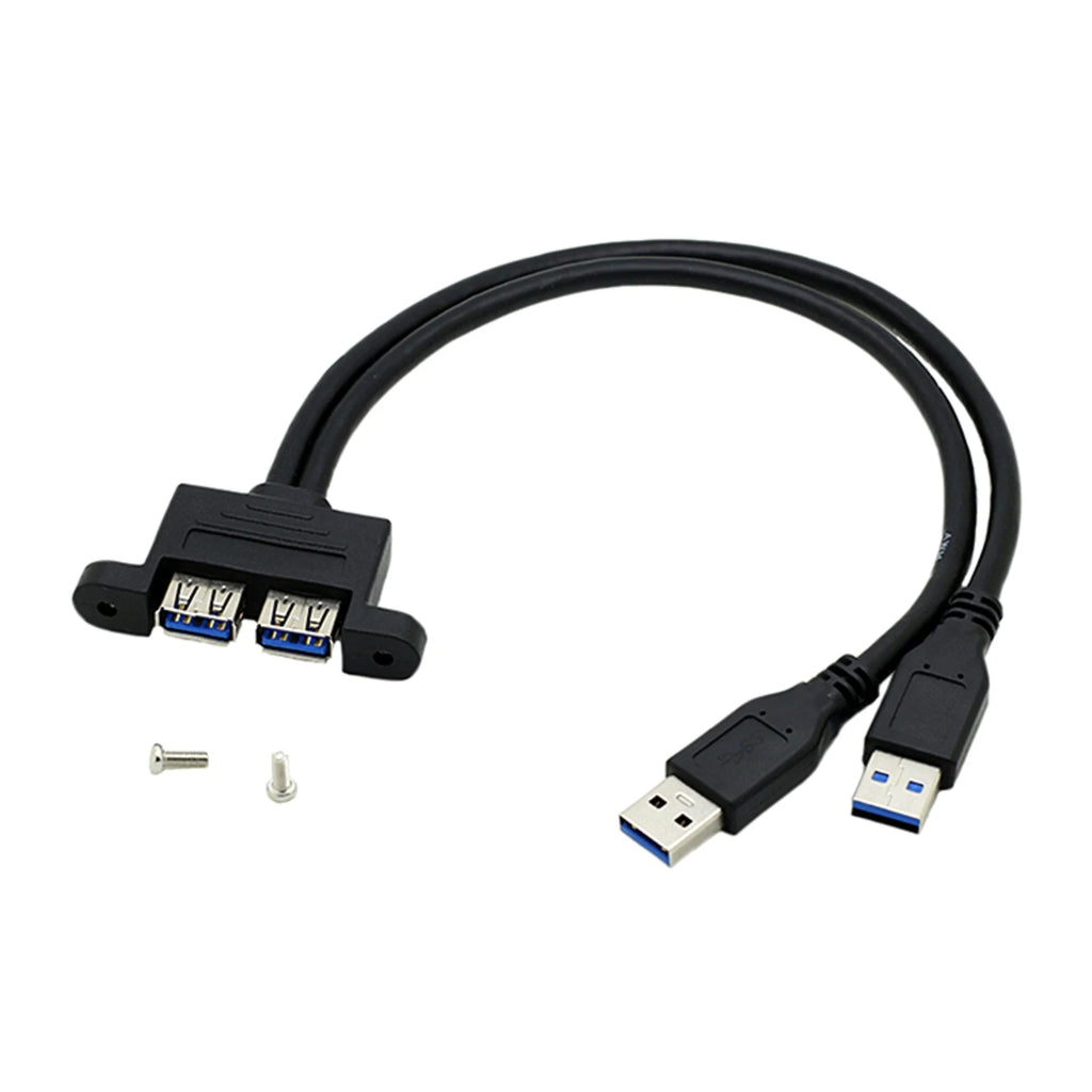 Dual USB 3 0 Male Female Extension Cable Screw Panel Mount Holes