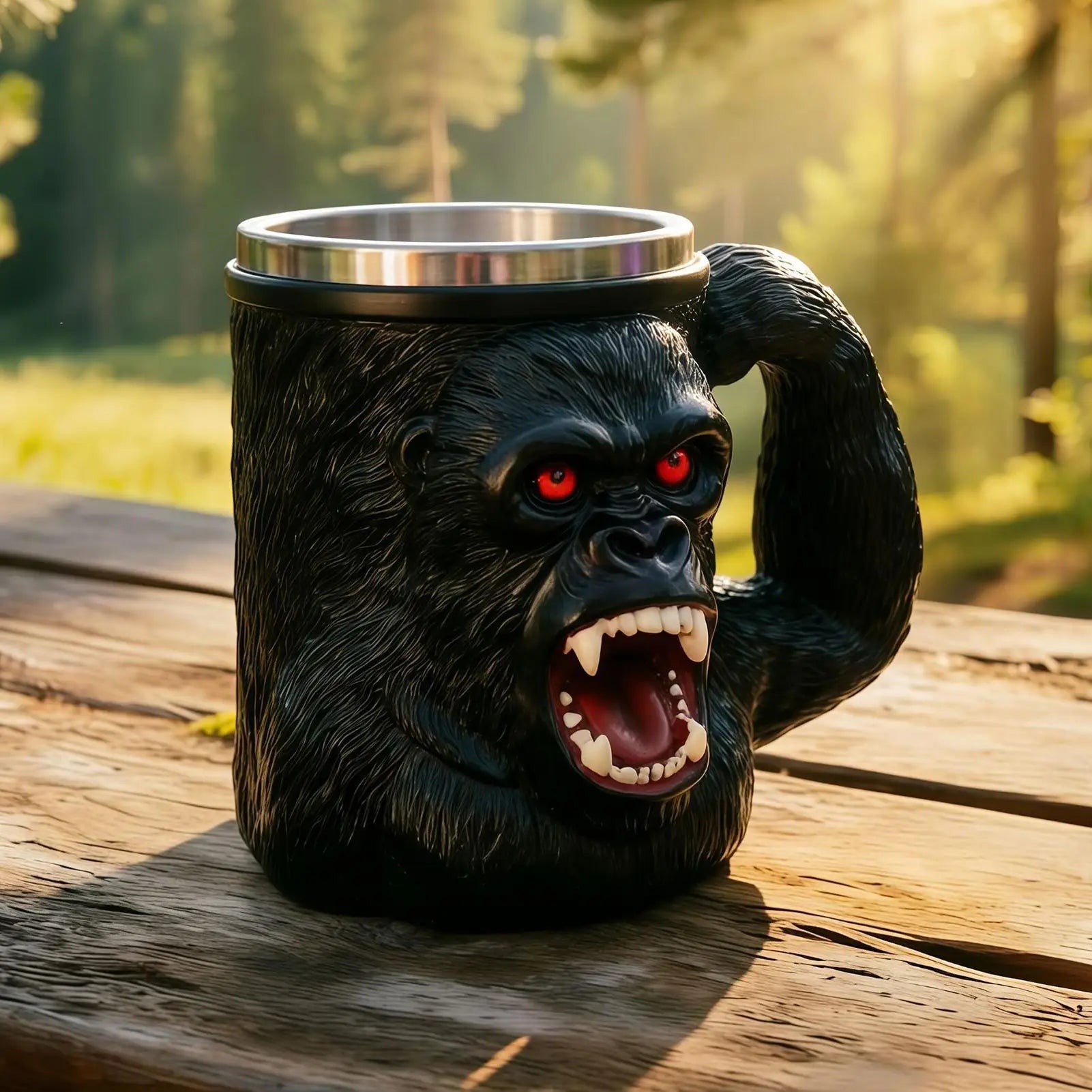 Monkey Mug Resin Stainless Steel Red-eyed Cup Handle Novelty Coffee