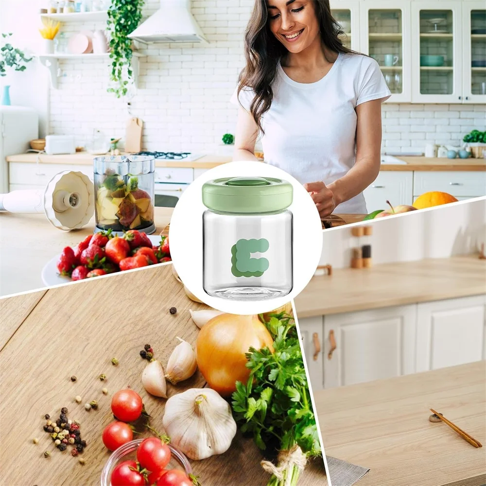 Vacuum Containers Food Storage Button Control Sealed Can Flour Sugar Zpaxo