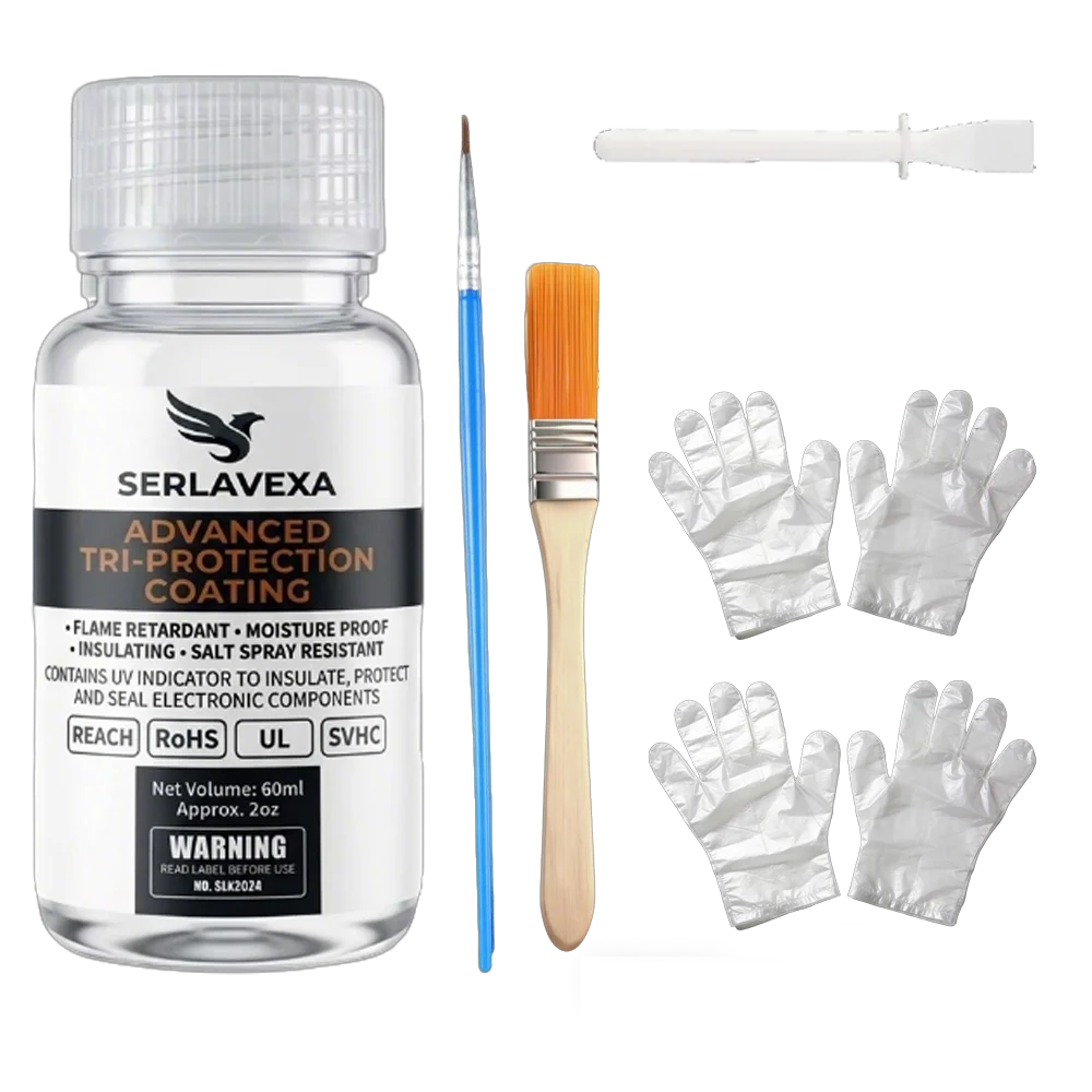 SERLAVEXA Conformal Coating for PCB, 60ml Advanced Tri-Protection Coating with UV Indicator, Moisture-Proof & Insulating Kit Zpaxo 1set
