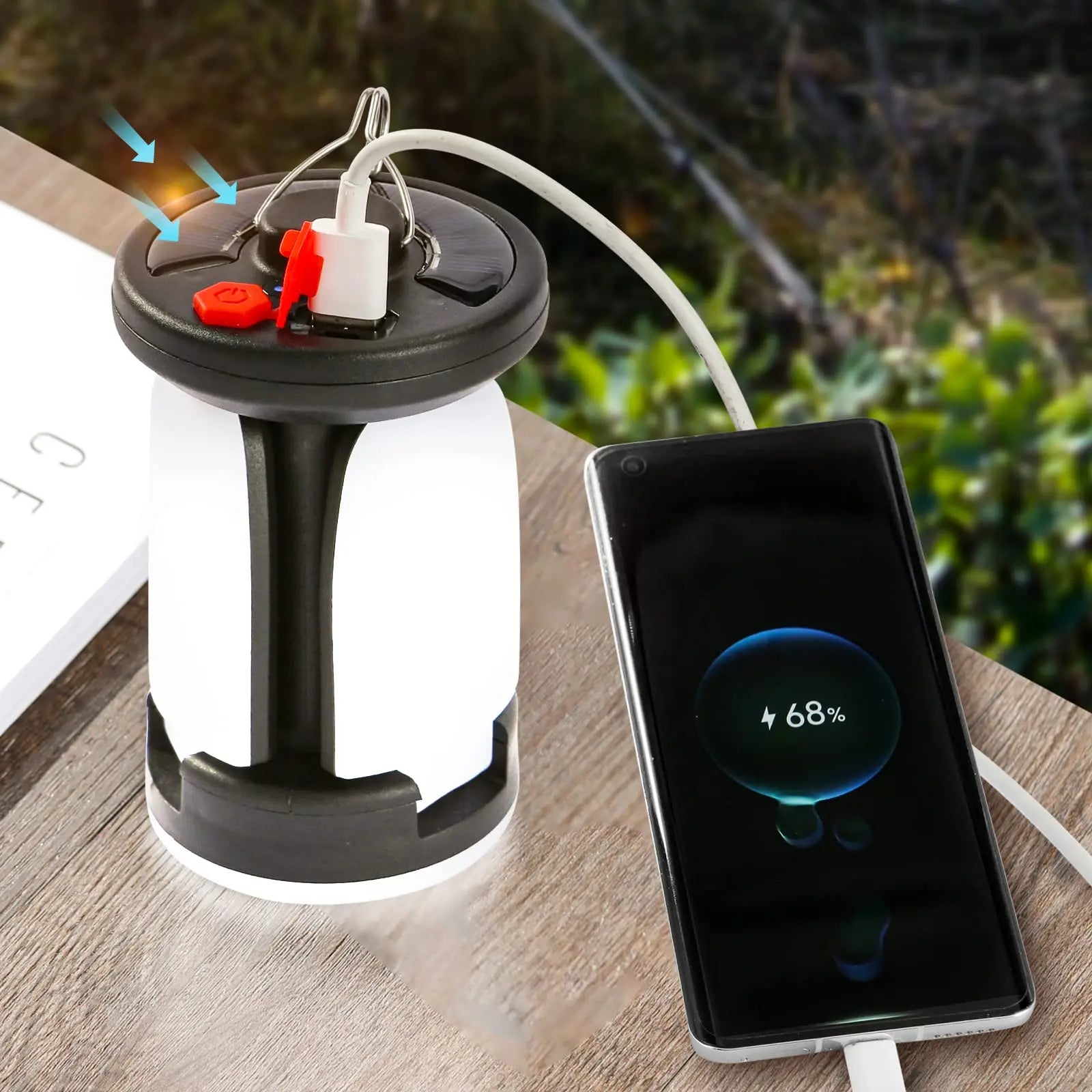 Solar LED Camping Lantern – 6-Mode Foldable Power Bank Light