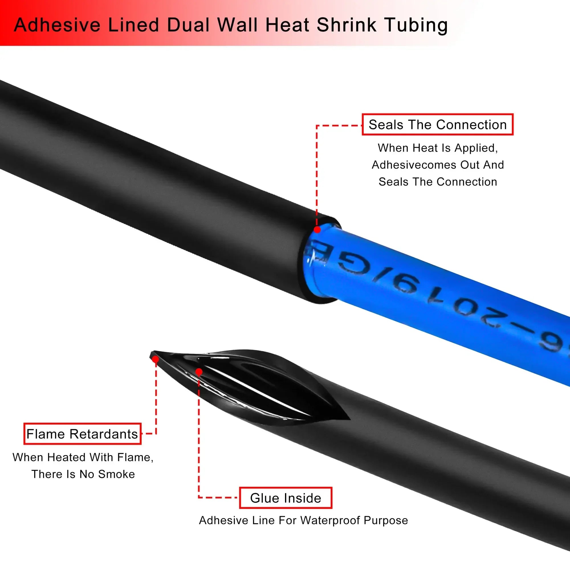 Dual Wall Thermoretractile Heat Shrink Tube with Glue Electrical Insulation Tubing 4/6/8/12/16/20mm for Cable Protection Zpaxo