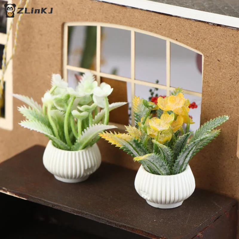 ▶1Pcs Simulation Potted Plants Model 1/12 Dollhouse Home Decoration Micro Landscape Plants Ornaments Dolls House Accessories Zpaxo