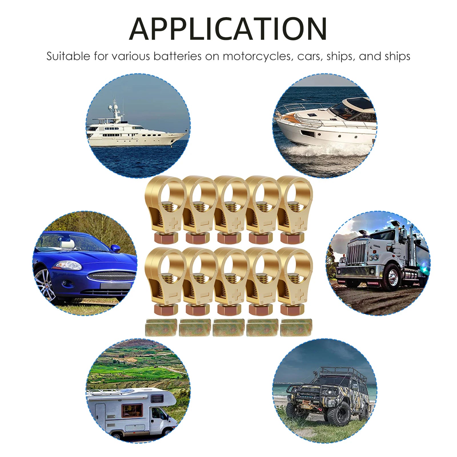 10/20Pcs Car Battery Terminal Connector Clip Pure Copper Heavy-duty Battery Connection Clamp Durable for Van Boat Truck Caravan Zpaxo