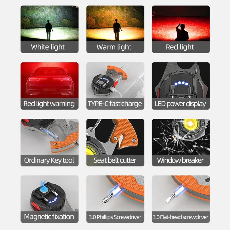 ESMARTER COB Keychain Flashlight – Rechargeable Mini Work Light