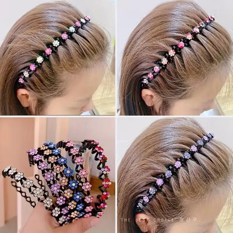 1pcs random Sparkling Rhinestone Floral Headband – Non-Slip Women's Accessory for Everyday, Celebrations, Weddings Zpaxo