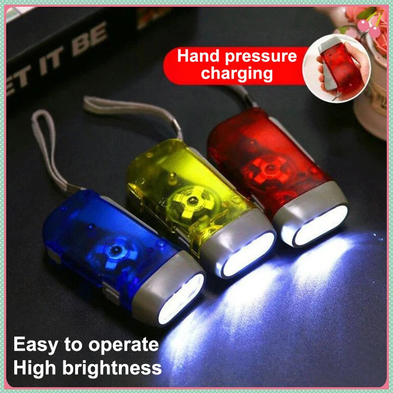 Hand-Crank Dynamo LED Flashlight – Battery-Free Mini Torch Hand-Crank Flashlight Zpaxo