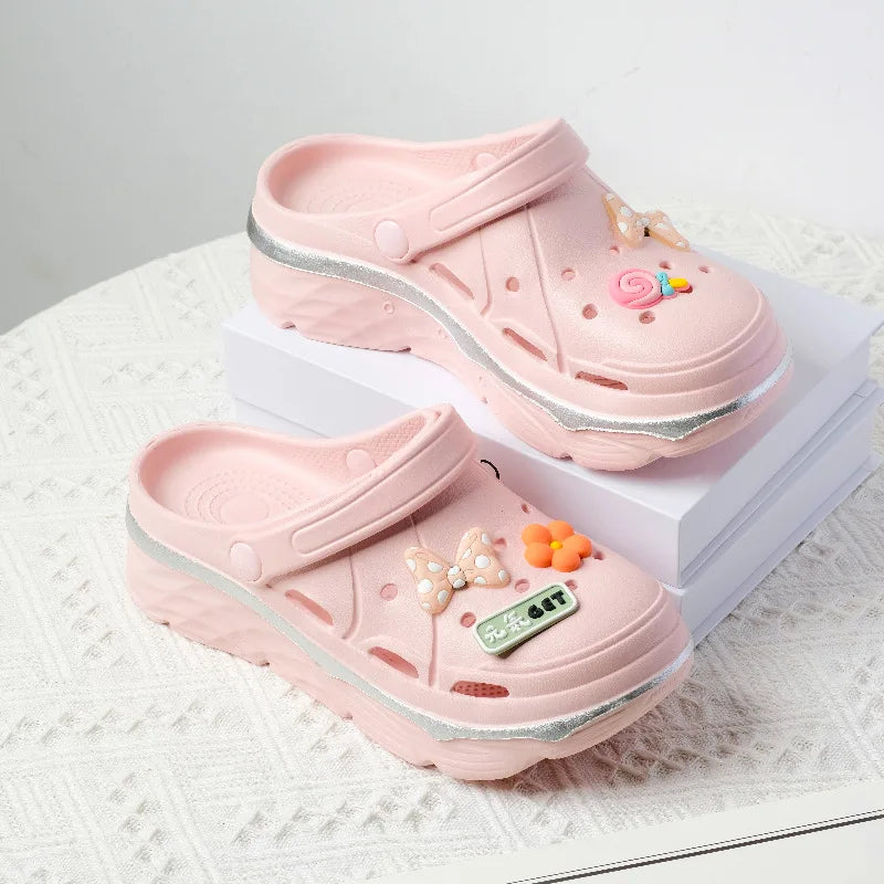 Women's Clog Shoes Breathable Heightening Dad Beach Wear EVA Material Zpaxo Pink 37-38