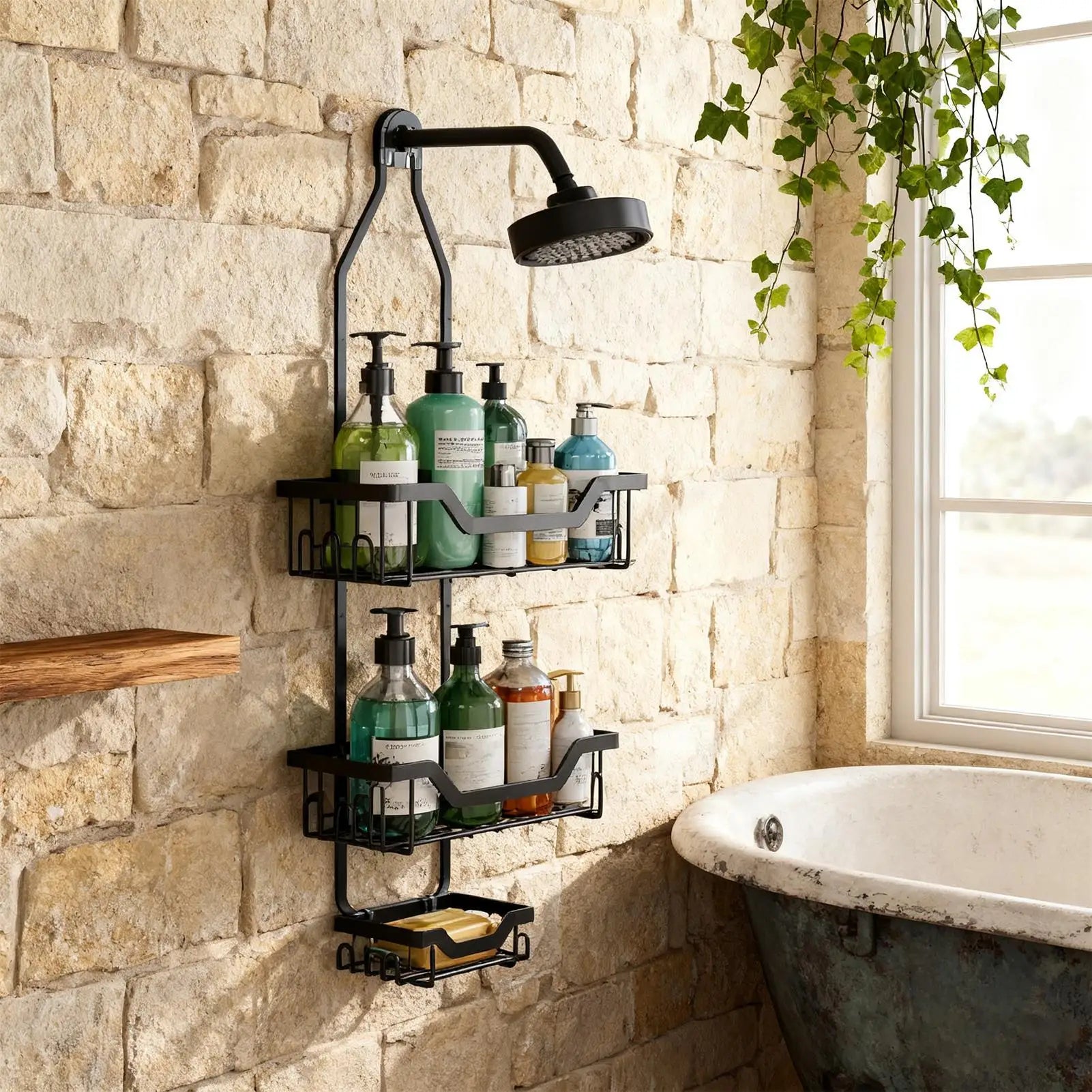 Shower Shelves Bath Shower Organization With Suction Cup No Drilling Shelves for Bathroom for Home Hotel Restaurant Apartment Rv Zpaxo