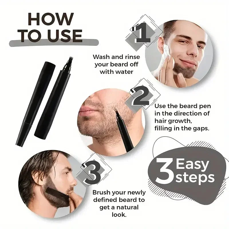 Four-pronged Beard Filler Pen Brush Hairline Eyebrow Powder Stick Zpaxo