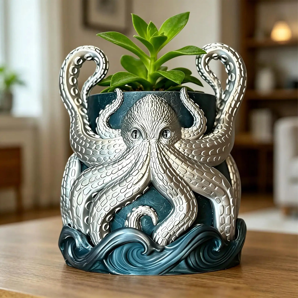 Octopus Planter Nautical Home Decor Drainage Animal Planters Office