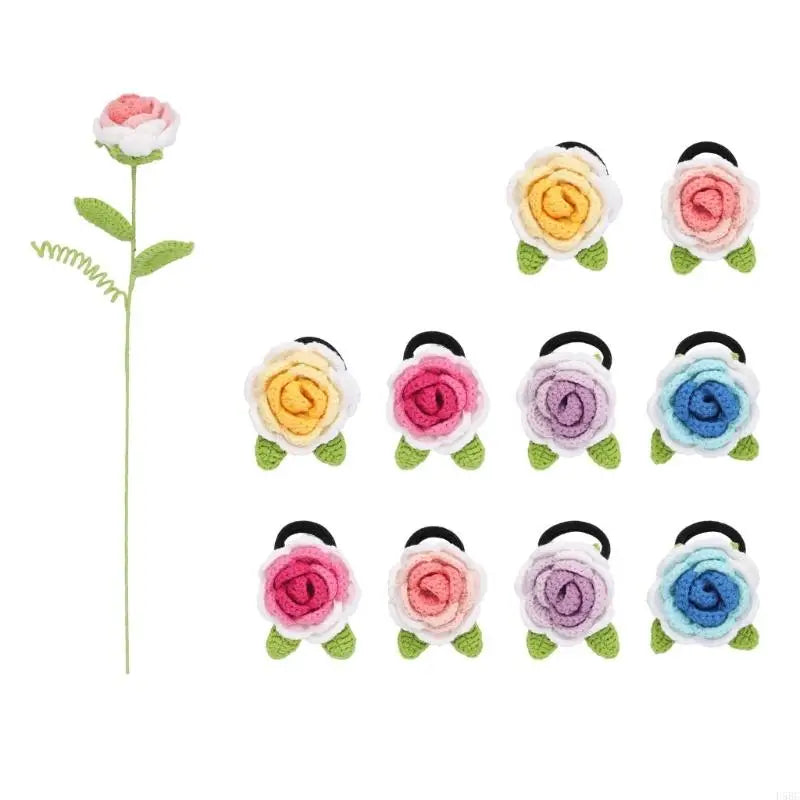 Flower Hairband Crochet Needle Knitting Handmade Hair Ropes Starter
