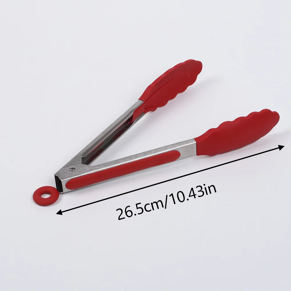 9 Inch Silicone Kitchen Tongs Stainless Steel BBQ Tongs Cooking Food Tongs with Silicone Tips Zpaxo 9 Inch Red