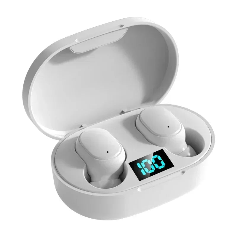 E6S Wireless Bluetooth Headset 5 2 Earphones LED Battery Display Zpaxo white