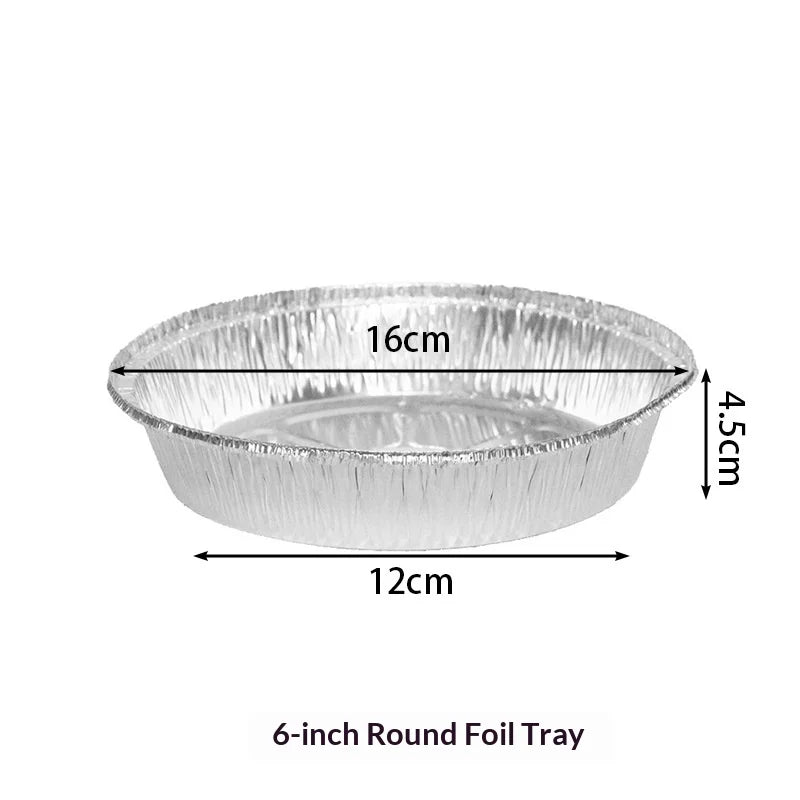 10Pcs Tin Foil Box, Air Fryer, Specialized Tin Foil Tray, Disposable Circular Tin Foil Bowl for Household Use, Oven Baking Bowl Zpaxo 6 inches 10pcs