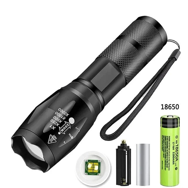 KDULIT GT60 LED Flashlight 3800LM – Type-C Rechargeable Tactical