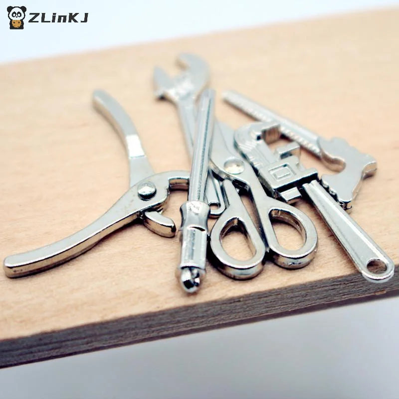 ▶6/8Pcs 1:12 Dollhouse Mini Alloy Adjustable Wrench Pliers Tools Set Miniature Repair Model Scene Props Doll House Decor Toy Zpaxo