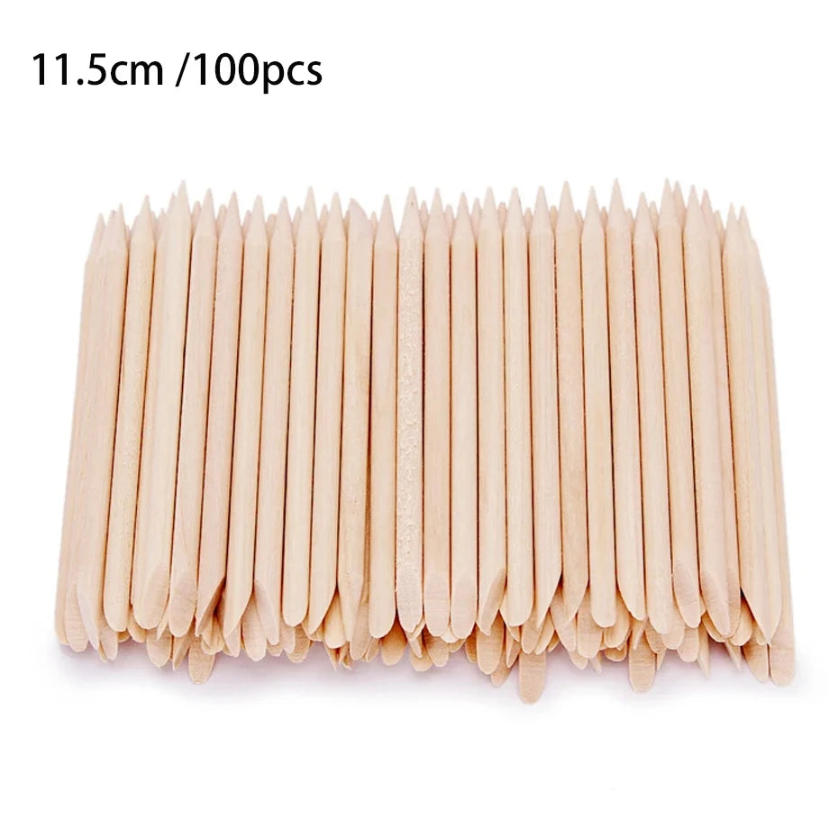 Double-Ended Wood Cuticle Pusher & Nail Art Sticks 50/100 Pack Cuticle Pusher Sticks Zpaxo 3BF046-100M