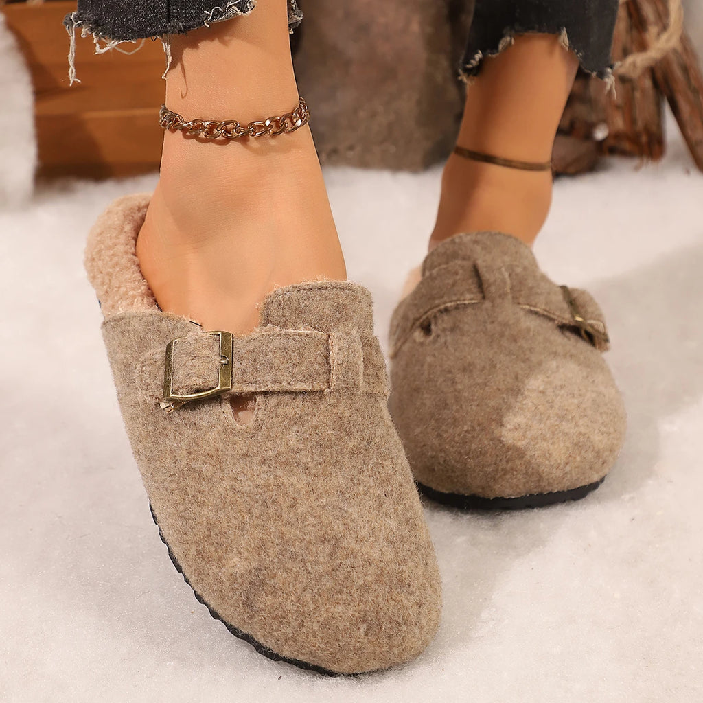 Women Slippers Trend Closed-Toe Couple Style Shoes Women Autumn Winter Home Plush-Lined Slides Women Thick-Soled Clogs Slippers Zpaxo