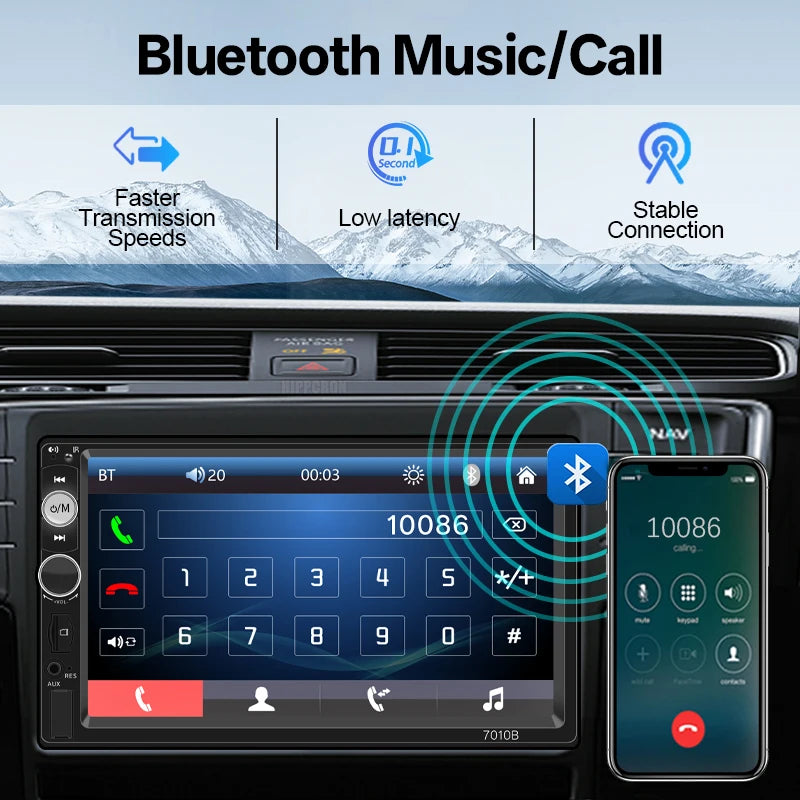 HIPPCRON 7 2 Din Car Radio Bluetooth Automotive Multimedia MP5 Player