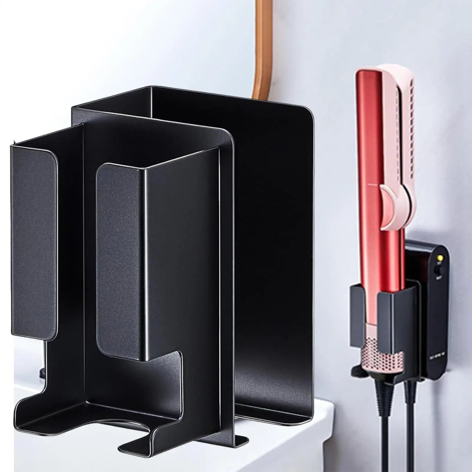 Curling Iron Holder Wall Mounted Adhesive Organizer Rack Hot Tool Organizer For Home Salon Bathroom Vanity Dressing Area Small Zpaxo