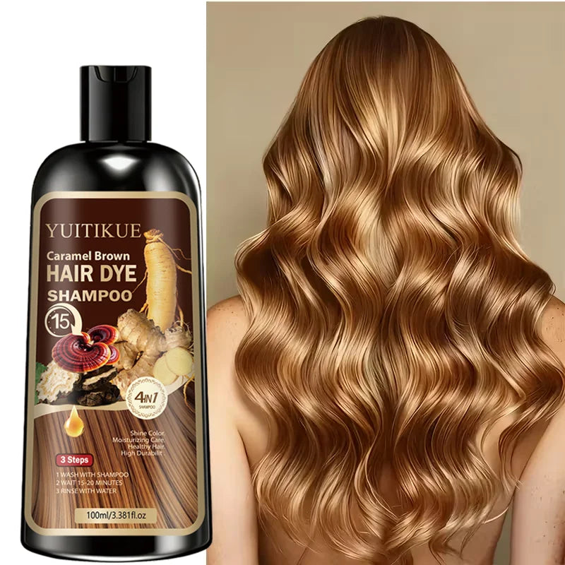 Herbal Hair Dye Shampoo – Reishi & Ginseng, Caramel Brown Hair Dye Shampoo Zpaxo